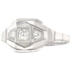 French Art Deco Diamond Set White Gold Ring