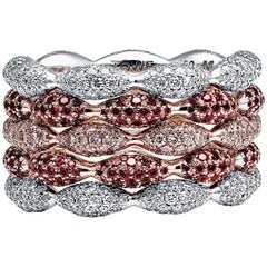 Towe Norlen Cupido 4.56 Carat Contemporary Diamond and Ruby Stackable Rings