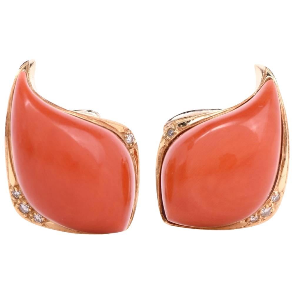 1960s Diamond Cora Gold Earrings