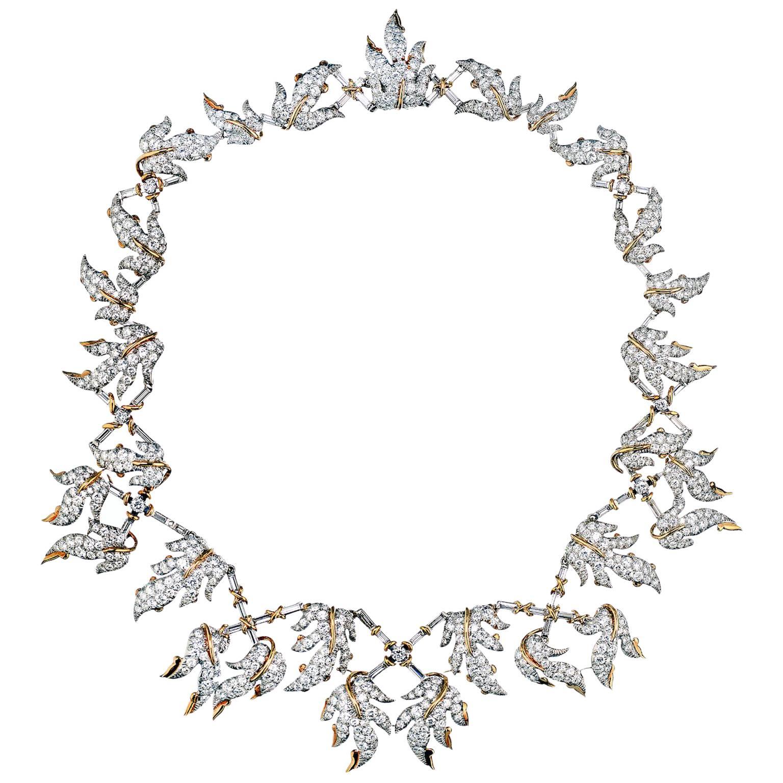 Tiffany & Co. Schlumberger France Diamond Foliate Vine Necklace