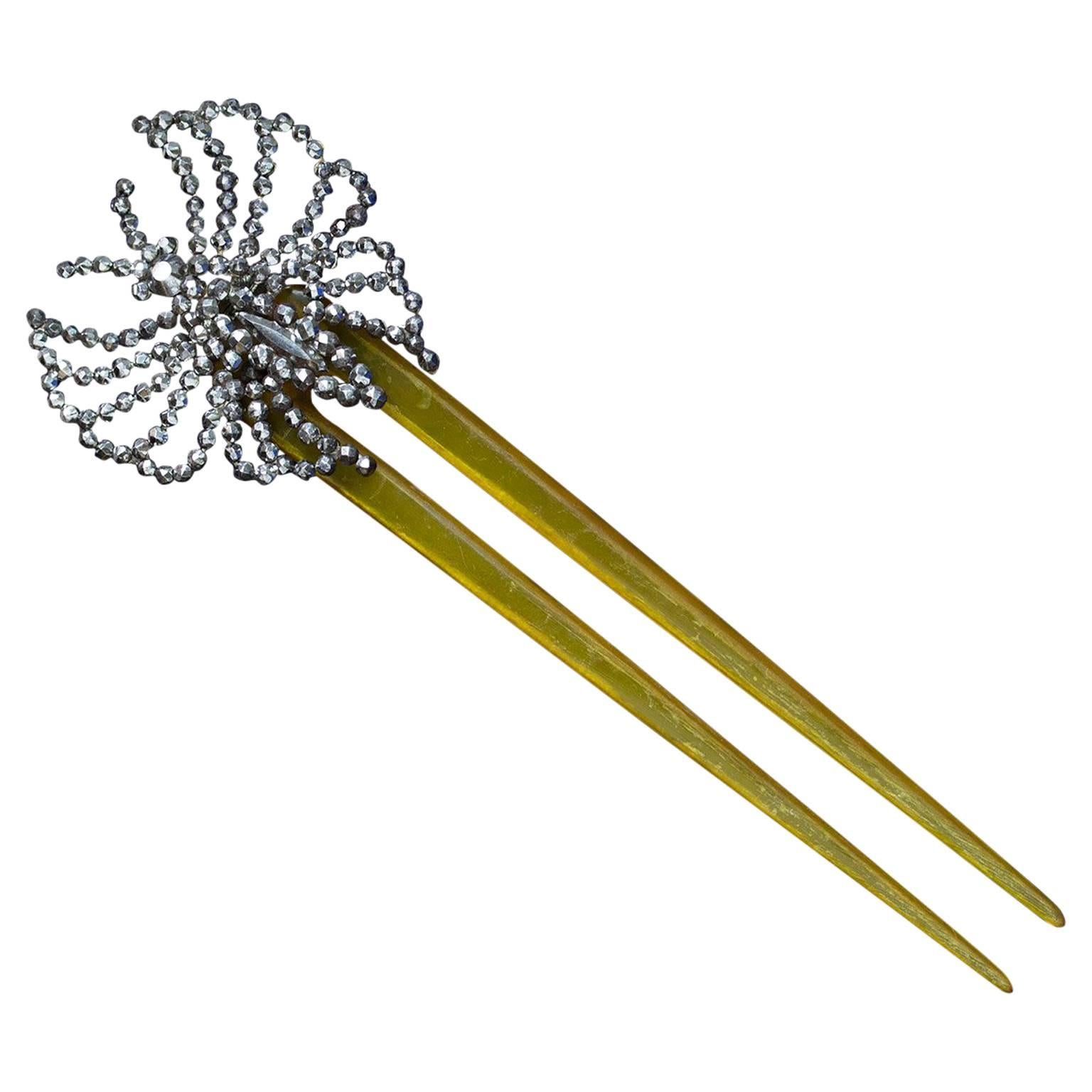 Victorian Cut Steel Butterfly Hair Comb For Sale