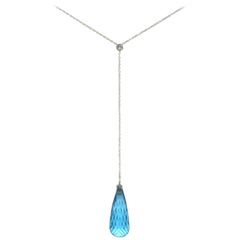 Lizunova Topaz and Diamond White Gold Pendant Necklace 7