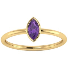 Ferrucci Purple Ametyst Marquise 18 Karat Yellow Gold Low Setting Style Ring