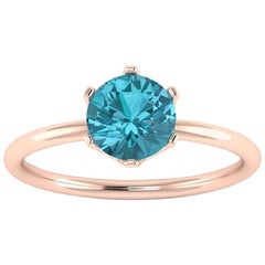 Ferrucci 1.73 Carat Neon Blue Apatite in 18 Karat Gold Solitaire Handmade Ring