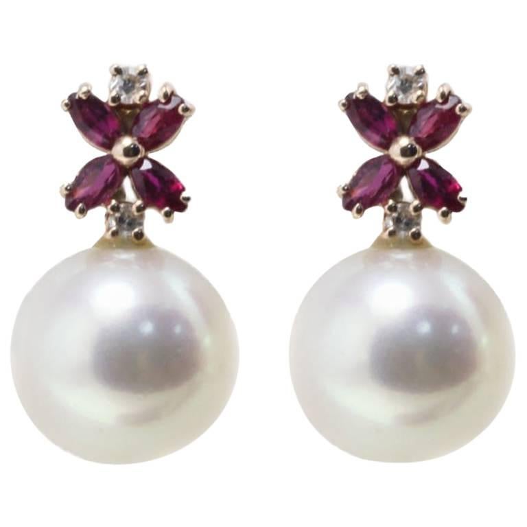 Luise Ruby and Sea Pearl Earrings