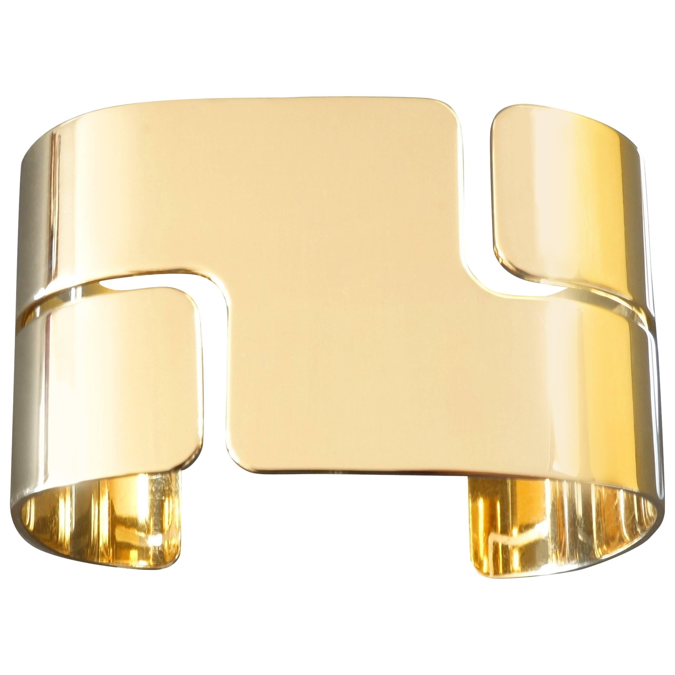 Dinh Van Modern Retro 'Seventies' Gold Cuff Bangle For Sale
