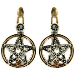 Antique Diamond Gold Star Earrings