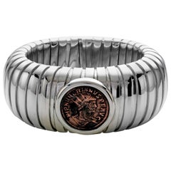 1884 Collection Ancient Roman Coin Sterling Silver Tubogas Cuff Bracelet