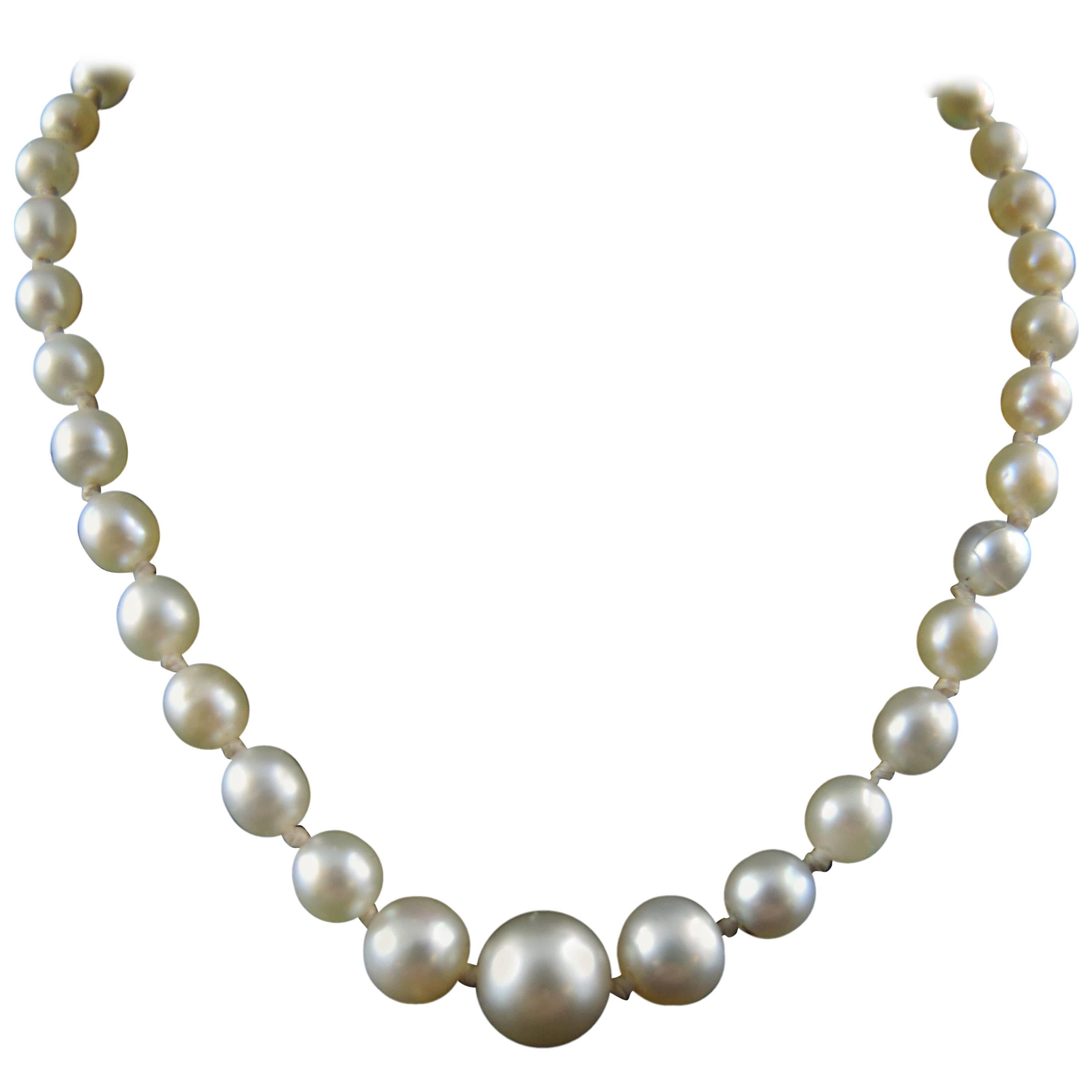 Art Deco Natural Pearls Necklace For Sale