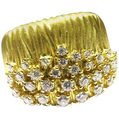 Romantic Sonia B. Wide Gold Diamond Band Ring 5