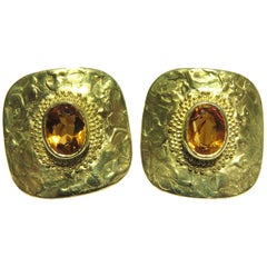 Ed Wiener Gold Topaz Etruscan Design Earrings 9