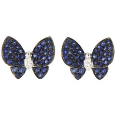 Jona Blue Sapphire Diamond White Gold Butterfly Earrings 4