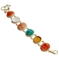 Venetian Glass Intaglio Cameo Bracelet