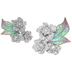 Diamond Plique a jour  Enamel Earrings