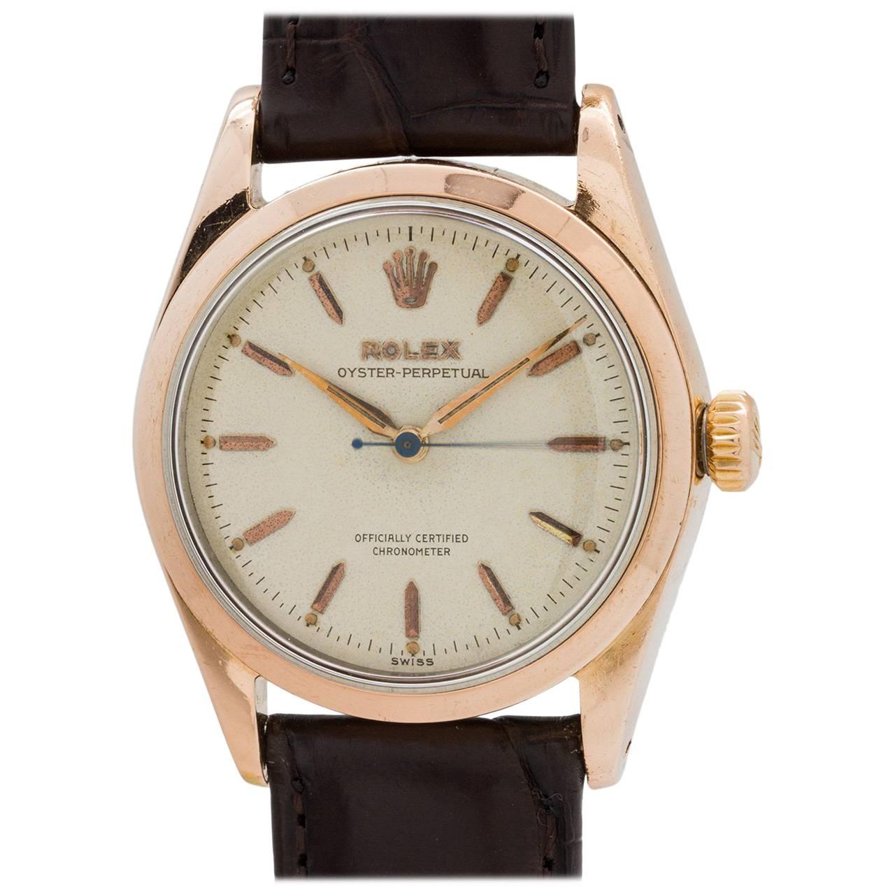 Rolex Rose Gold Stainless Steel Oyster Perpetual Wristwatch, circa 1954