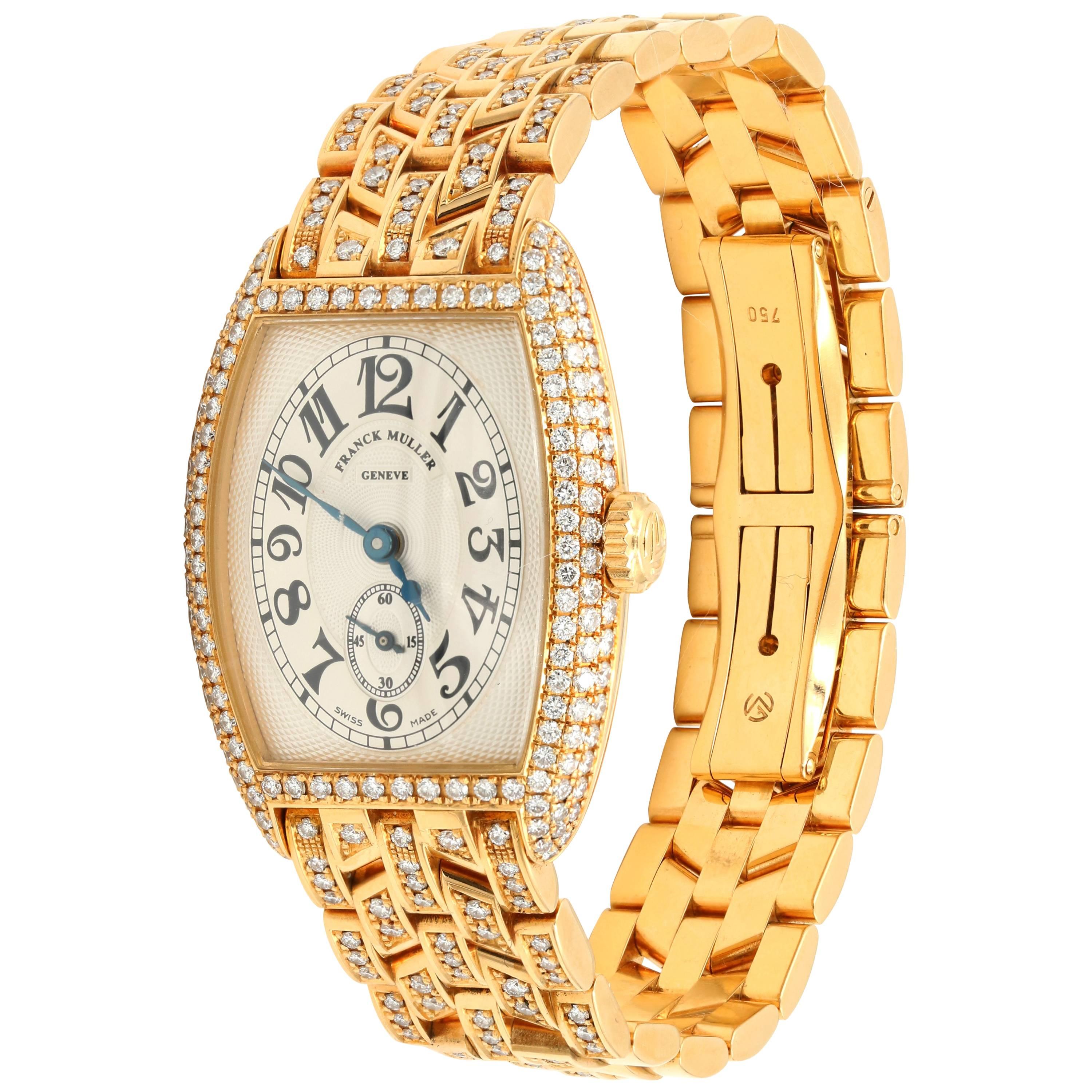 Franck Muller Ladies Yellow Gold Diamond Chronometro Mechanical Wristwatch For Sale