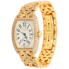 Retro Franck Muller Ladies Yellow Gold Diamond Chronometro Mechanical Wristwatch