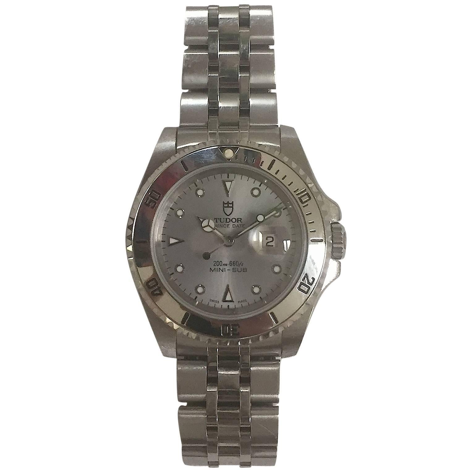 Tudor Stainless Steel Prince Date Mini Sub Automatic Wristwatch For Sale