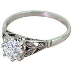 Vintage Art Deco 0.91 Carat Old Cut Diamond Engagement Ring