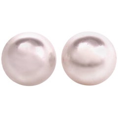 Modern South Sea Pearl White Gold Stud Earrings