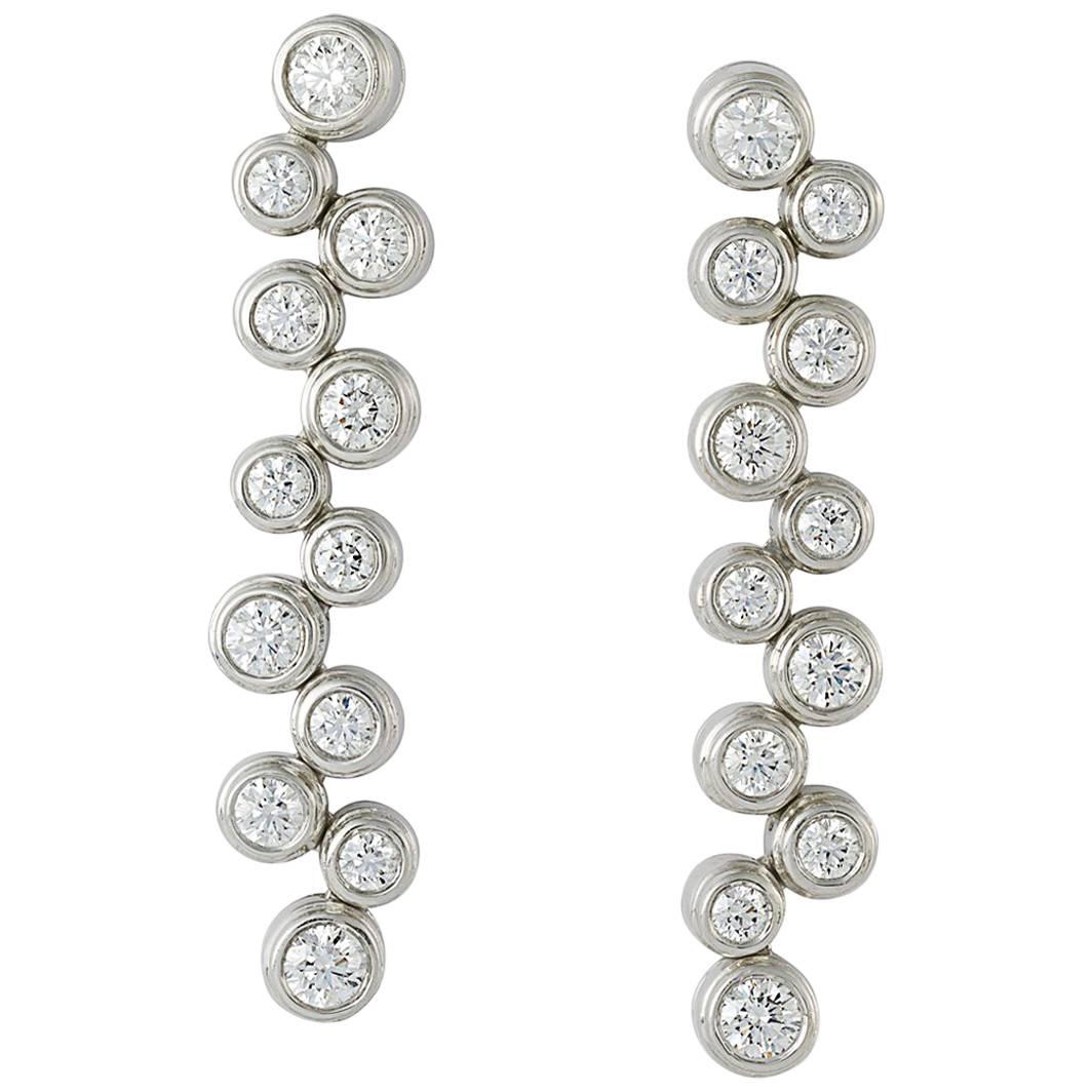 Tiffany & Co. Diamond Bubble Platinum Drop Earrings For Sale