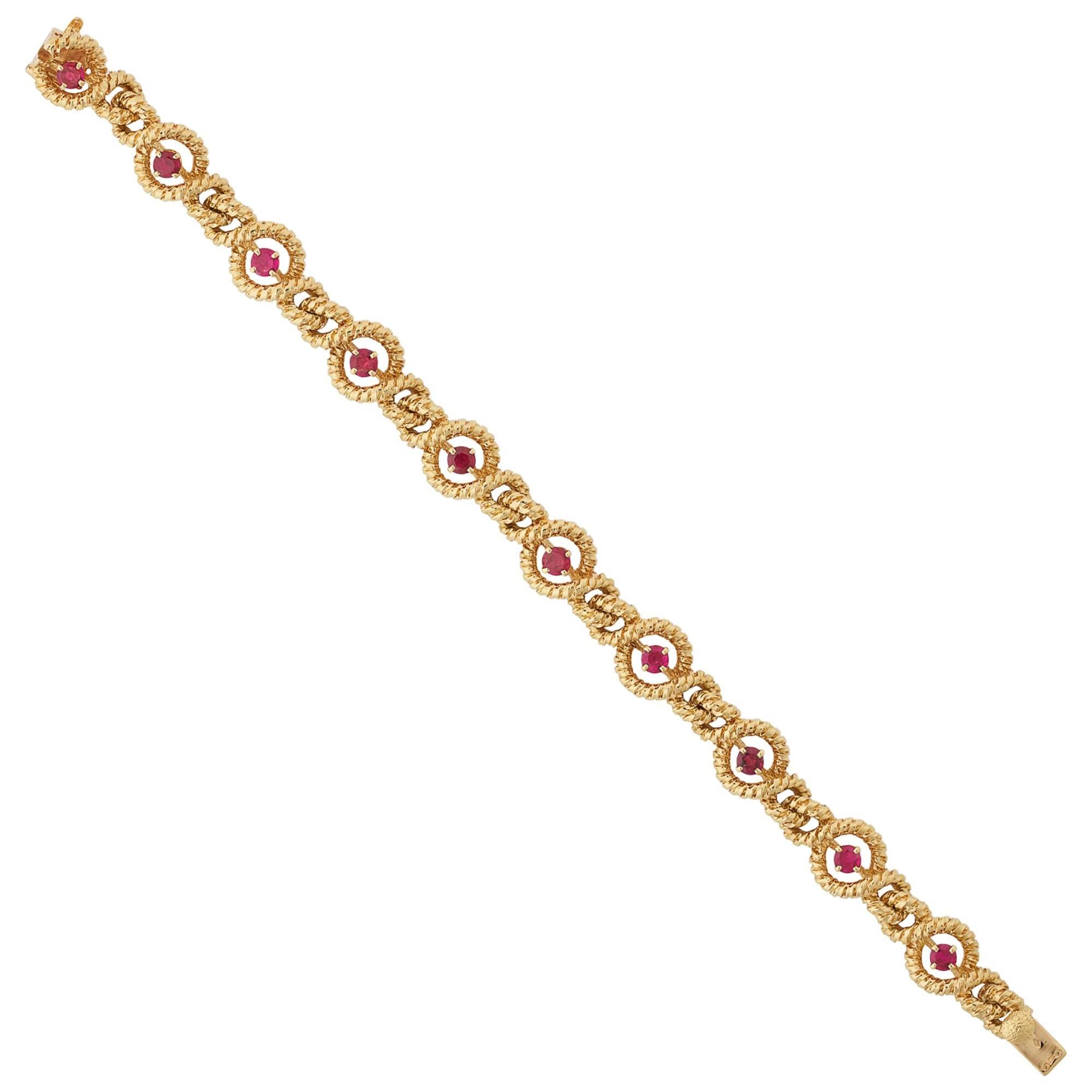 Cartier France Ruby Yellow Gold Bracelet