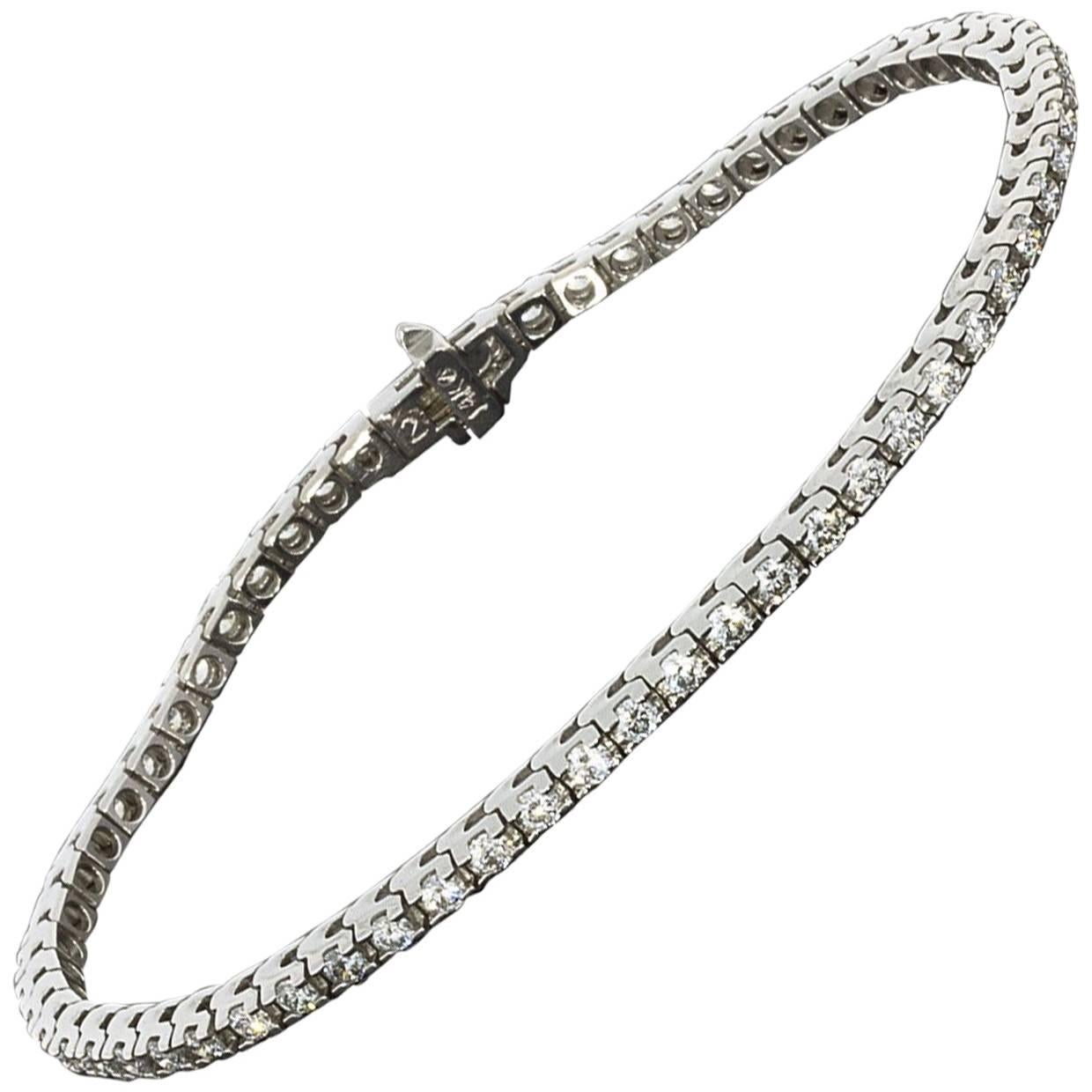 2.25 Carat Round Diamond White Gold Tennis Line Bracelet