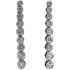 1.15 Carat Round Diamond Dangle Drop Line White Gold Earrings 1.15 Carat Round Diamond Dangle Drop Line White Gold Earrings