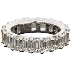 Magnificent Emerald Cut Diamond White Gold Eternity Band Ring