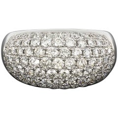 Pave Round Brilliant Diamond White Gold Dome Ring 5