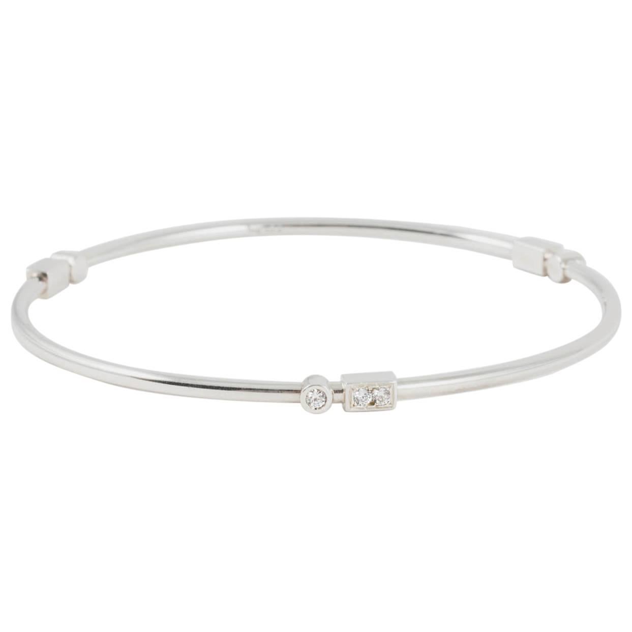 Code by Edge "A" Sterling Silver and 100% Ethical TypeIIA Diamond Bangle For Sale