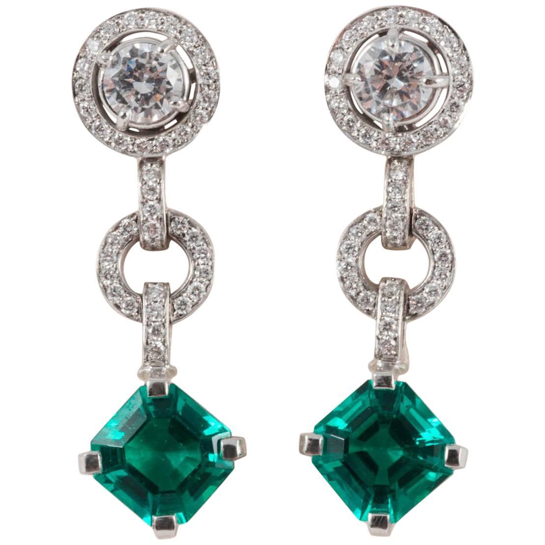 Diamond and Don't Waste Beauty Emerald and Diamond Multi Use Earrings For Sale