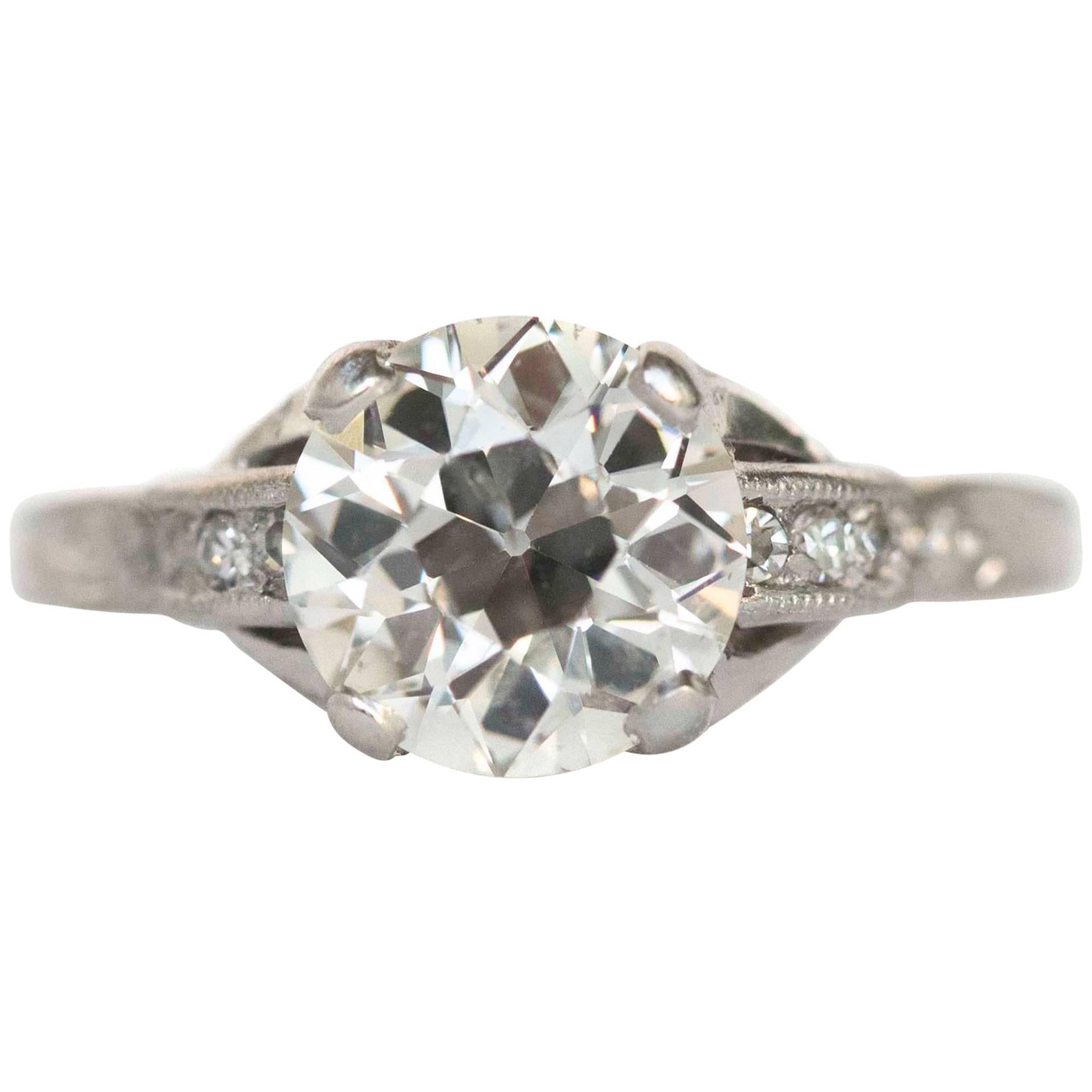 GIA Certified 2.01 Carat Platinum Diamond Engagement Ring