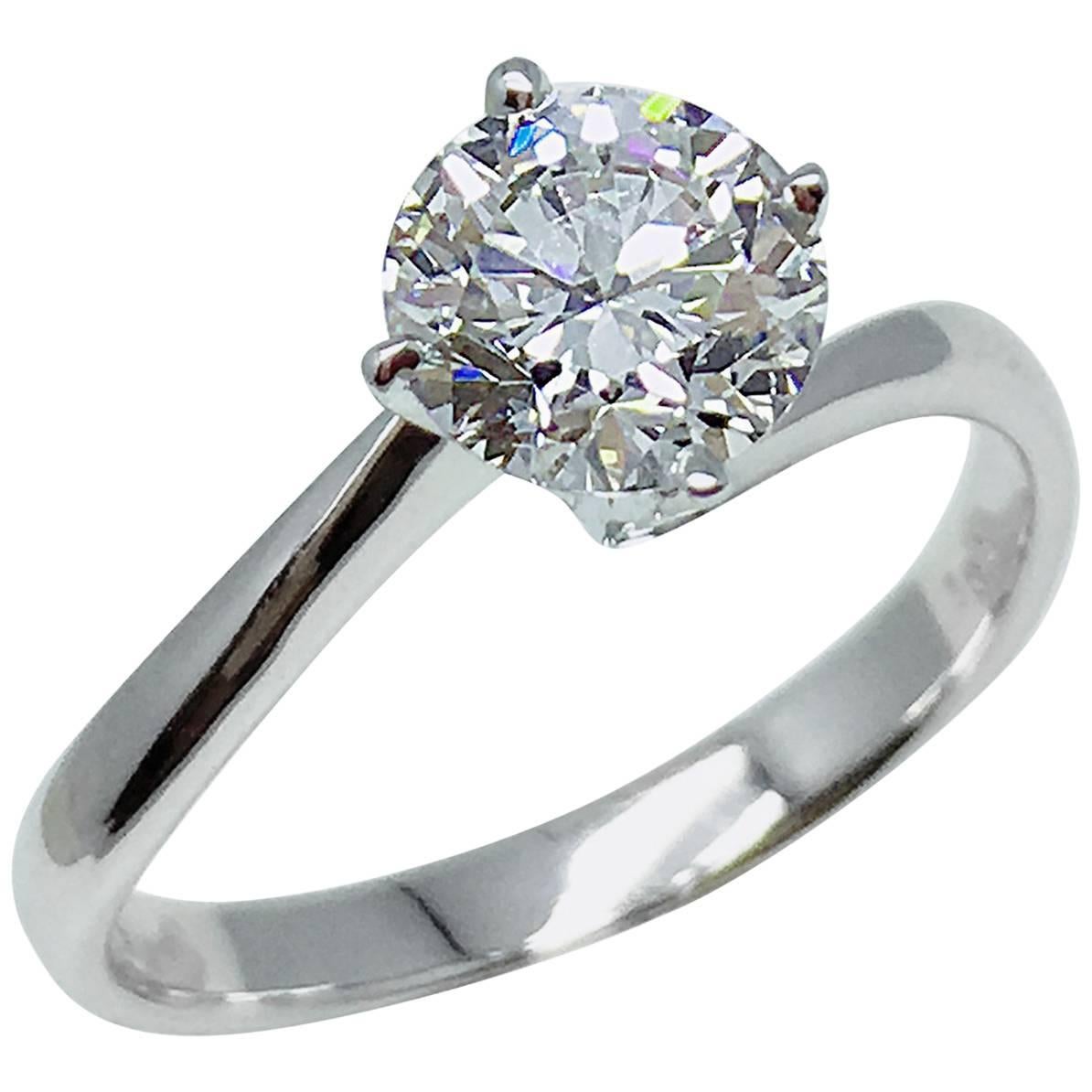 GILIN GIA Certified 1.01 Carat Round Brilliant Diamond Solitaire Engagement Ring