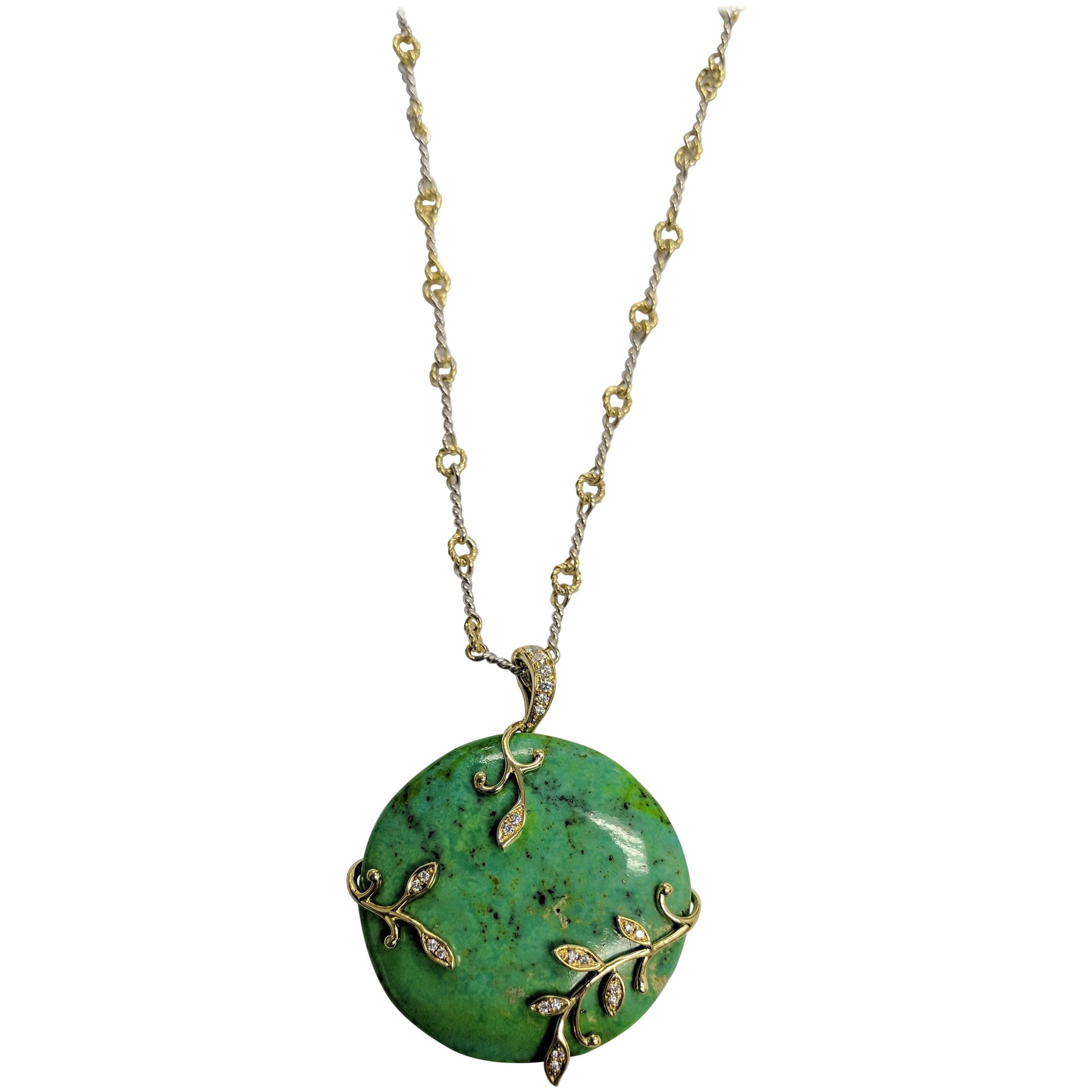 Frederic Sage Green Turquoise Pendant Necklace