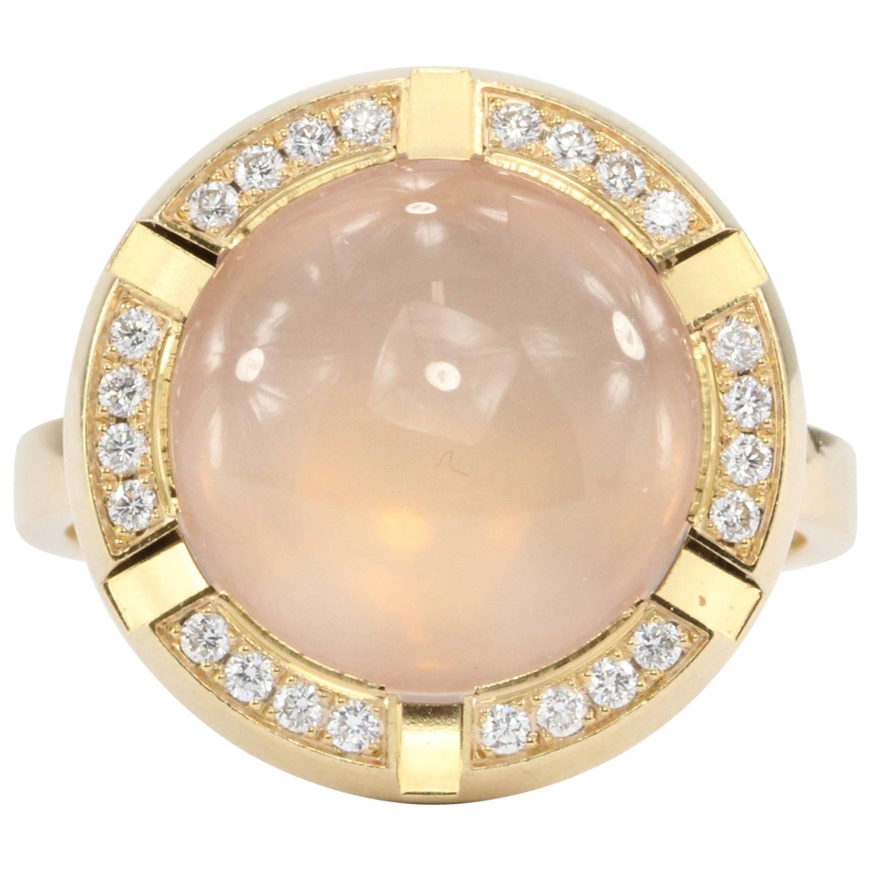 Chaumet Class One Croisiere Rose Quartz Diamond Ring