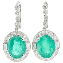 Emerald Diamond Platinum Earrings 4