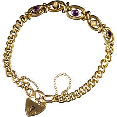 Antique Victorian Amethyst Pearl Padlock Bracelet, circa 1900 5