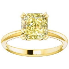 Hugo & Haan Gold GIA Certified Radiant Cut Yellow Diamond Engagement Ring