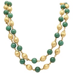 1950s Convertible Long Chain and Bracelet Jade and Gold Combination