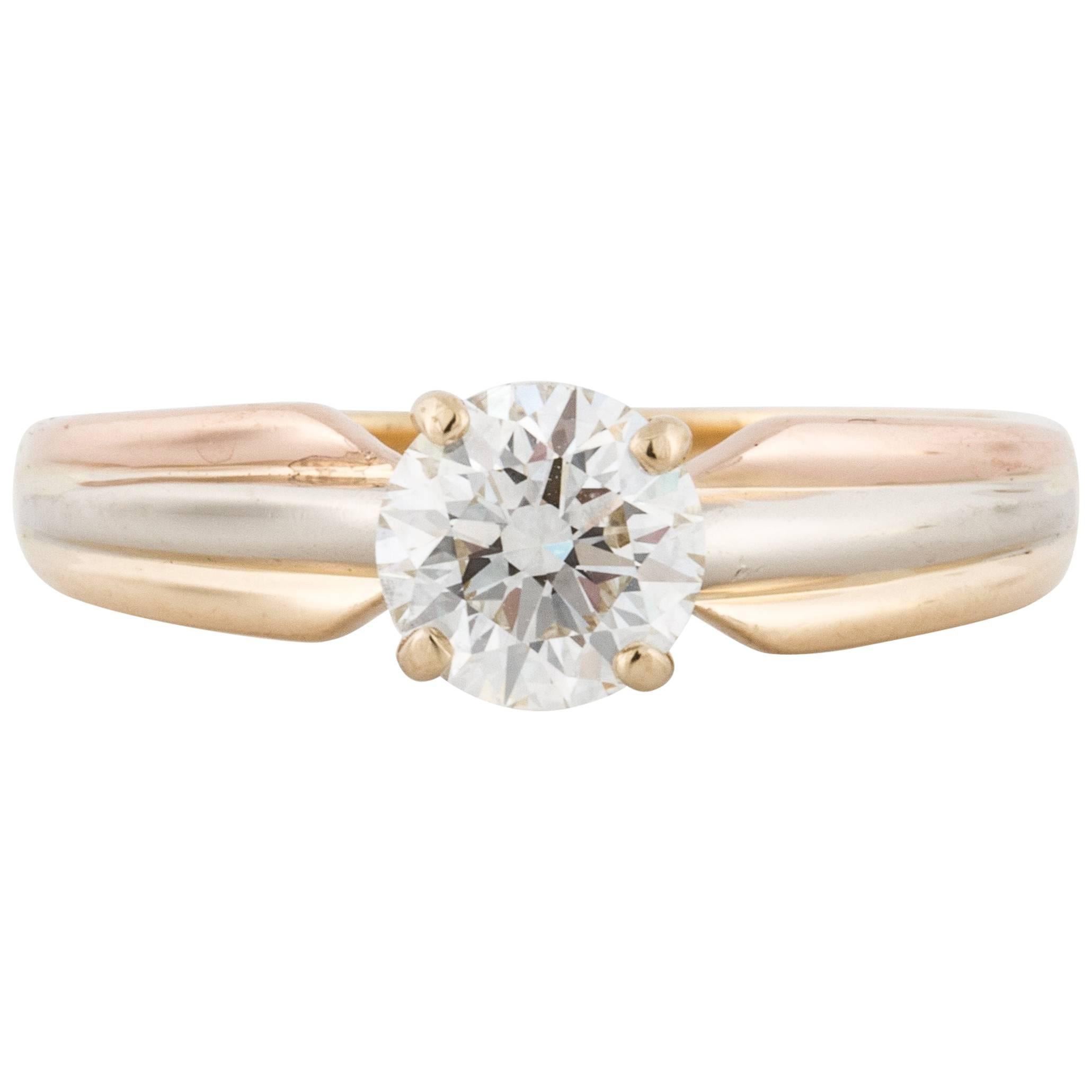 Cartier 0.95 carat GIA Round Diamond Solitaire Engagement Ring in Tri-Color Gold