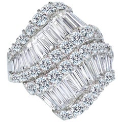 4.87 Carats Fashionable Baguette and Round Brilliant Diamond Ring 