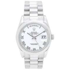 Rolex Platinum President Day-Date White Dial Wristwatch Ref 118206