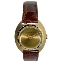 Longines Yellow Gold Filled Moderne Style Tonneau Shaped Manual Wristwatch 9