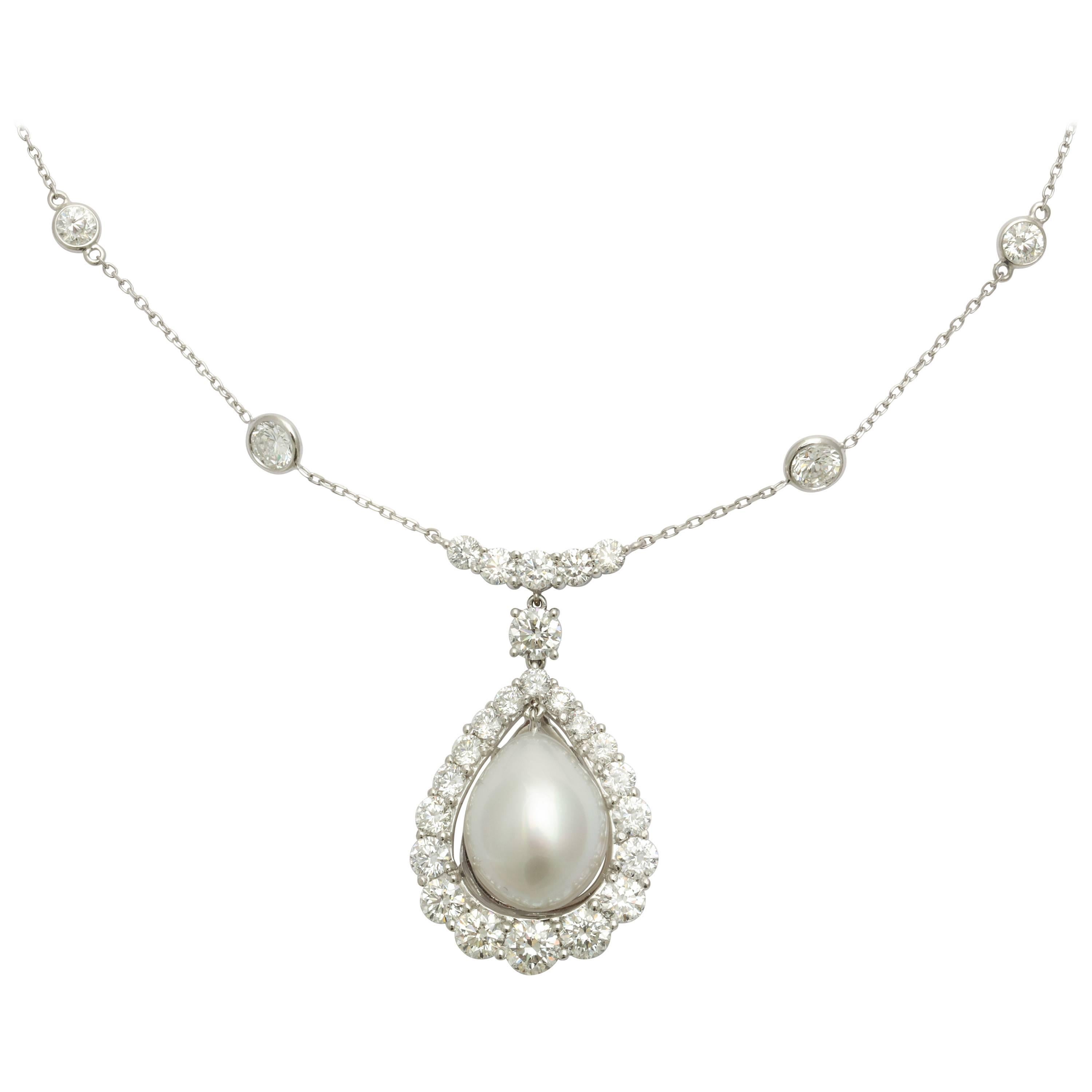 Donna Vock Platinum South Sea Cultured Pearl and Diamond Necklace For Sale