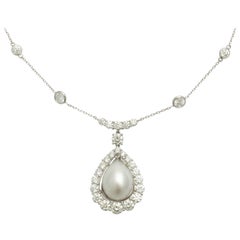Donna Vock Platinum South Sea Cultured Pearl and Diamond Necklace