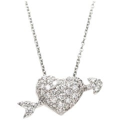 Roberto Coin White Gold and Diamond Arrow through Heart Pendant Necklace