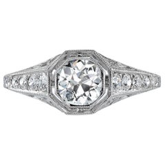 Platinum Old Mine Cut Diamond Engagement Ring 9