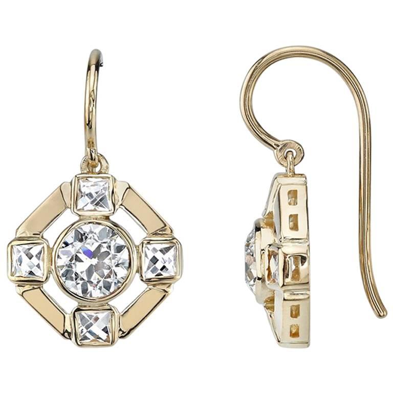 Old European and French Cut Diamond Earrings