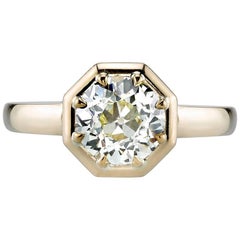 1.73 Carat Old European Cut Diamond Set in an Octagonal Yellow Gold Setting